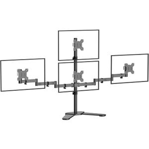 Pholiten Quad Monitor Freestanding Mount for 13-32 Inch Screens | Fully Adjustable 4 Monitor Stand with Base,Swivel, Tilt, Rotation,75 * 75MM/100 * 100MM Vesa Stand, Max Load 22lbs