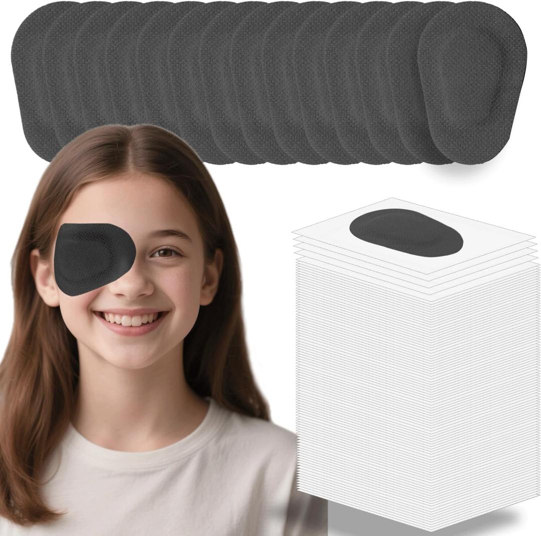 20 Pcs Adhesive Eye Patches for Kids, Medical Eye Patch Disposable Breathable Eyepatch for Amblyopia Lazy Eye Latex Free Adhesive Bandages for Children, 2.95 1.97 inches Black