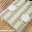 TruDelve Cotton Rectangular Tablecloth Olive Green Striped Tablecloths Farmhouse Fabric Tablecloths for 6 Foot Rectangle Tables (86"x55", Green)