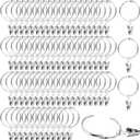 50 Pcs 2 Inch Silver Curtain Rings with Clips, Openable Metal Drapery Rod Rings with Hooks, Rustproof Curtain Ring Hooks for Bedroom, Living Room, Bathroom