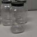 novelinks 32 oz Plastic Mason Storage Jars with Lids, 12 Pack BPA-Free Clear Plastic Jars with Lids 32oz, Leak-Proof Plastic Quart Containers for Kitchen and Home Use (Black)