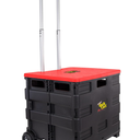 dbest Products 01-681 Quik Cart Wheeled Rolling Crate Teacher Utility with seat Heavy Duty Collapsible Basket with Handle, Red