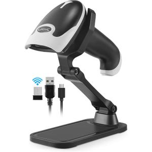 Barcode Scanner Bluetooth, Wireless Barcode Reader with Stand 3 in 1 Bluetooth & 2.4G Wireless & USB Wired Connection Handheld 1D&2D&PDF417 QR Code Scanner Data Matrix Bar Code Scanners (2D Bluetooth - BW1)