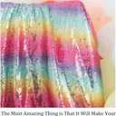 Pardecor Sequin Fabric by the Yard Glitter Fabric 1 Yard Little Mermaid Fabric Mesh Fabric Sequence Fabric Linen Material Fabric for Sewing Sparkle Cloth Fabric (1 Yard, Rainbow)