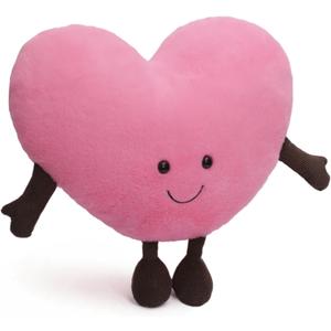 1 lb Weighted Heart Plush Pillow - 12 inch Stuffed Animal Weighted Plush Toy, Cute Valentine's Day Gift, Cuddle Heart Red/Pink