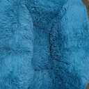 Bedsure Calming Dog Bed for Small Dogs - Donut Washable Small Pet Bed, 23 inches Anti-Slip Round Fluffy Plush Faux Fur Large Cat Bed, Fits up to 25 lbs Pets, Washed Blue
