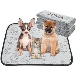 Qeils Reusable Puppy Pads, 2 Pack Washable Pee Pads for Dogs, Waterproof Non Slip Wee Wee pad, Absorbent and Leakproof Training Mats for Potty, Crate, Playpen, Bed, Sofa, 18"x 24"