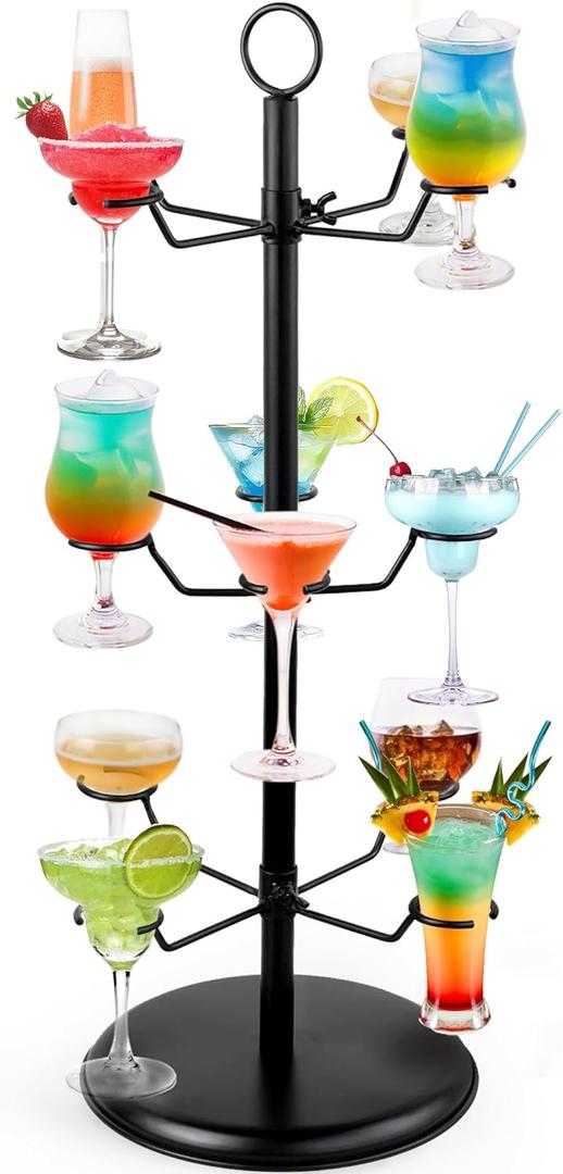 Champagne Tower Cocktail Tree Stemware: 3 Tier 12 Holders for Champagne Flutes - Glass Flight Tasting Display for Weddings/Birthdays/Parties/Bridal Shower - for Drinks Cocktails/Martini/Margarita