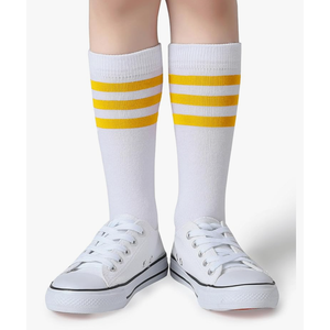 Pareberry Boys Girls Over the Calf Striped Tube Socks Cotton Soft Retro Athletics Socks for Kids Age 4-9, 6 Pairs, Mixed Colors
