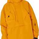 SNOWVERB Baggy Anorak Snowboard Jacket Waterproof Half Zip Ski Coat Hooded Insulated Winter Snow Jacket Men Women (X-Large, Orange)
