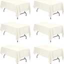 BRILLMAX 6 Pack Ivory Tablecloths for 6 Foot Rectangle Tables 60 x 102 Inch - 6ft Rectangular Bulk Linen Polyester Fabric Washable Cloth Cover for Wedding Reception Banquet Birthday Party