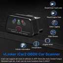 iCar2 OBD2 Bluetooth Adapter Diagnostic Scanner for iOS & Android : Auto-Connect Clear Error Code Live Data Reset Diagnostic Tool (Black)