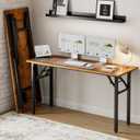 Frylr Small Folding Computer Desk – Portable 55.1 Inch Foldable Laptop Table, Collapsible and Compact for Easy and Fast Setup, Lightweight for Small Spaces, Home Craft and Study Use, Rustic Brown, 55.1 x 19.7 Inch