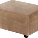 H.VERSAILTEX Real Velvet Plush 1 Piece Form Fit Stretch Rectangle Folding Storage Covers Ottoman Slipcovers Removable Footstool Protect Footrest Covers Elastic Bottom, Machine Washable(X-Large, Camel)