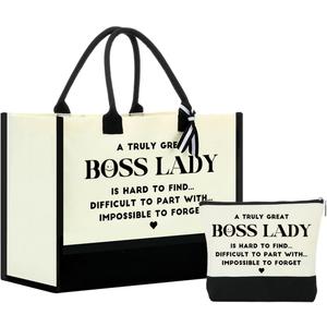 Canvas Tote Bag for Women Zipper Makeup Bag (Trulygreat)