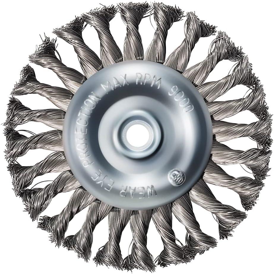 184010 - 6" x 1/2" x 1/2", 5/8" Knot Wire Wheel, .014 Carbon Steel Wire