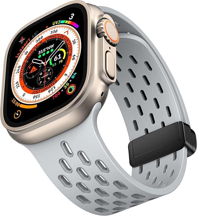 Magnetic Anti Sweat Sport Band/Strap for Apple Watch, Waterproof Breathable Silicone Correas. Para Compatible with iWatch Ultra SE Series11/10/9/8/7/6/5/4/3/2/1, Women Men, 42mm 44mm 45mm 46mm 49mm