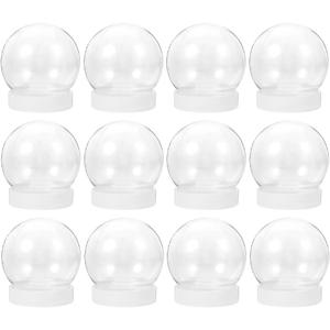 Cabilock 12Pcs Clear Plastic DIY Snow Globe Kit Empty Water Globes for Christmas Crafts Making Creative Holiday Decoration for Craft Projects and Unique Ornament Designs