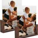 PETAFLOP 8x10 Picture Frame Set of 2, Rustic U-shaped Double Sided Frames Made to Display 8 by 10 Photos, Menu Holder Sign Card Stand for Desk Tabletop (Light Brown)