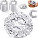 100 Pcs Reusable Aluminum Foil Food Covers Universal Disposable Thermal Insulated Food Cover Aluminum Foil Heat Retaining Covers 110℃ Heat Resistant Elastic Freshness-Preserving