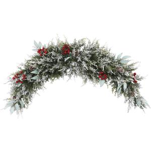 U'Artlines 5PCS Christmas Swag for Front Door," Frost White Artificial Decorative Swag with Red Berry, Pine Cone, Berries for Window Wall Fireplace Mantle Home Holiday Xmas Decor Swag