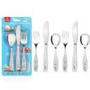 Lehoo Castle Kids Silverware Stainless Steel, 6pcs Toddler Spoons and Forks Knife Set, Safe Children Flatware, Silverware for Toddlers, Toddler Utensils Self Feeding (Construction Vehicles)