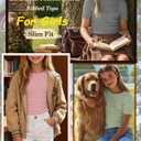 3 Pack Girls Short Sleeve Cute Shirts | Ribbed Knit, Crew Neck, Slim Fit, Summer, Basic, Soft, School Outfit, Trendy, Ages 5-14, Solid Colors, Versatile Styling