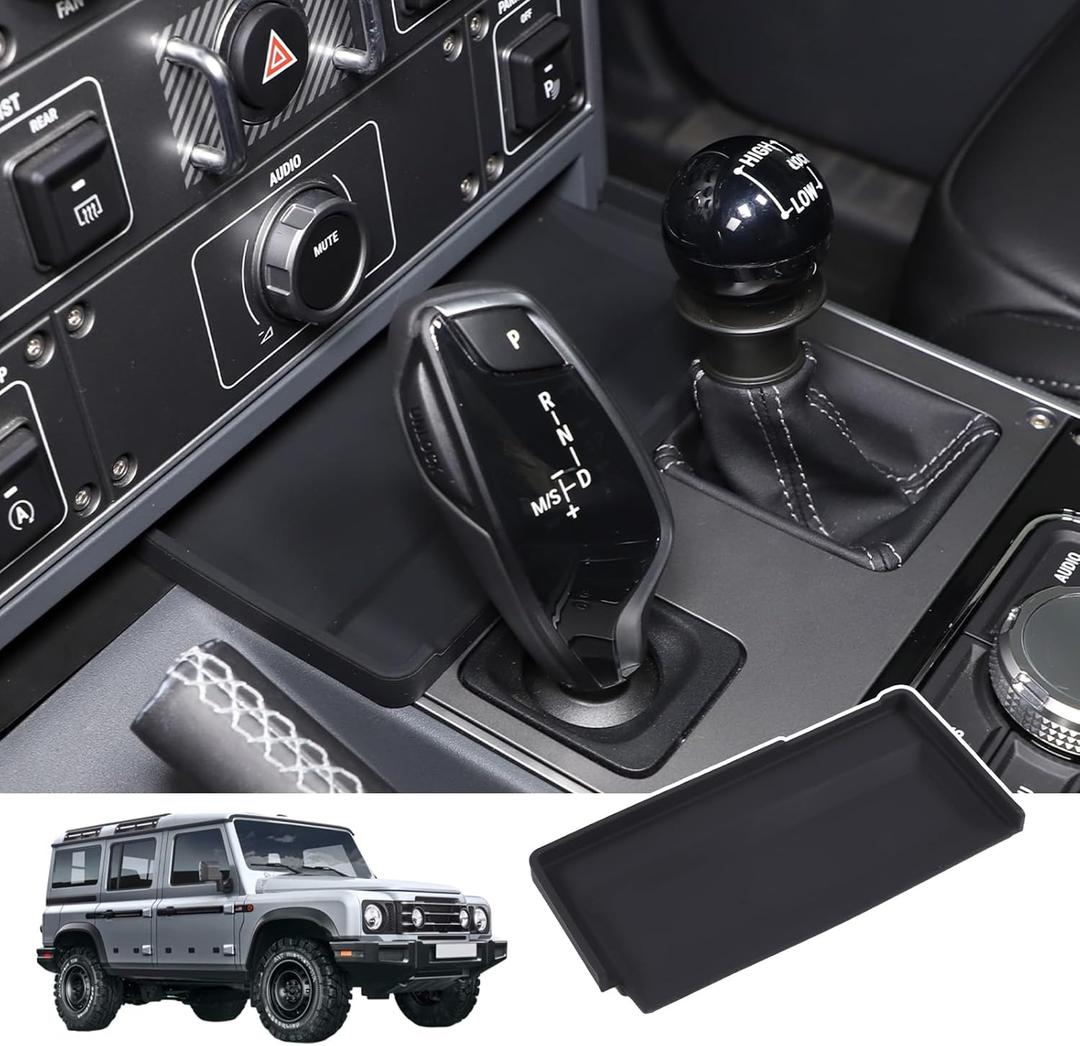 Car Center Console Storage Tray Compatible with Ineos Grenadier 2020-2024 Shift Storage Box Tray Non-Slip Storage Tray Interior Storage Box (Black)