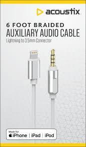 Acoustix (6-Ft) 3.5mm to 8-Pin Braided Auxiliary Cable - White