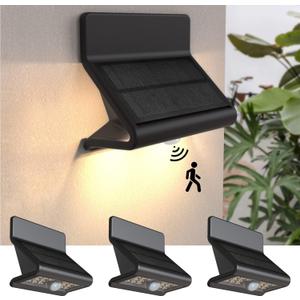 Motion Sensor Outdoor Lights, Solar Wall Light with Optical Lens and 3 Modes, Battery Motion Sensor Security Light, IP44 Waterproof Solar Lights Outdoor for Garden Patio Yard (4 Pack)