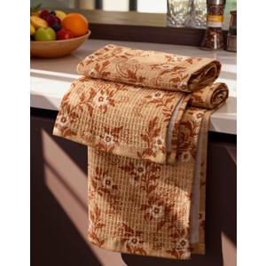 Miss Adola Cotton Waffle Kitchen Towels Cute 370 GSM 16x25 Inch Terry Cloth Waffle Decorative Dishcloth for Kitchen Set of 2 with Hanging Loop Absorbent Hand Tea Towel for Home Design, Rustic Flower
