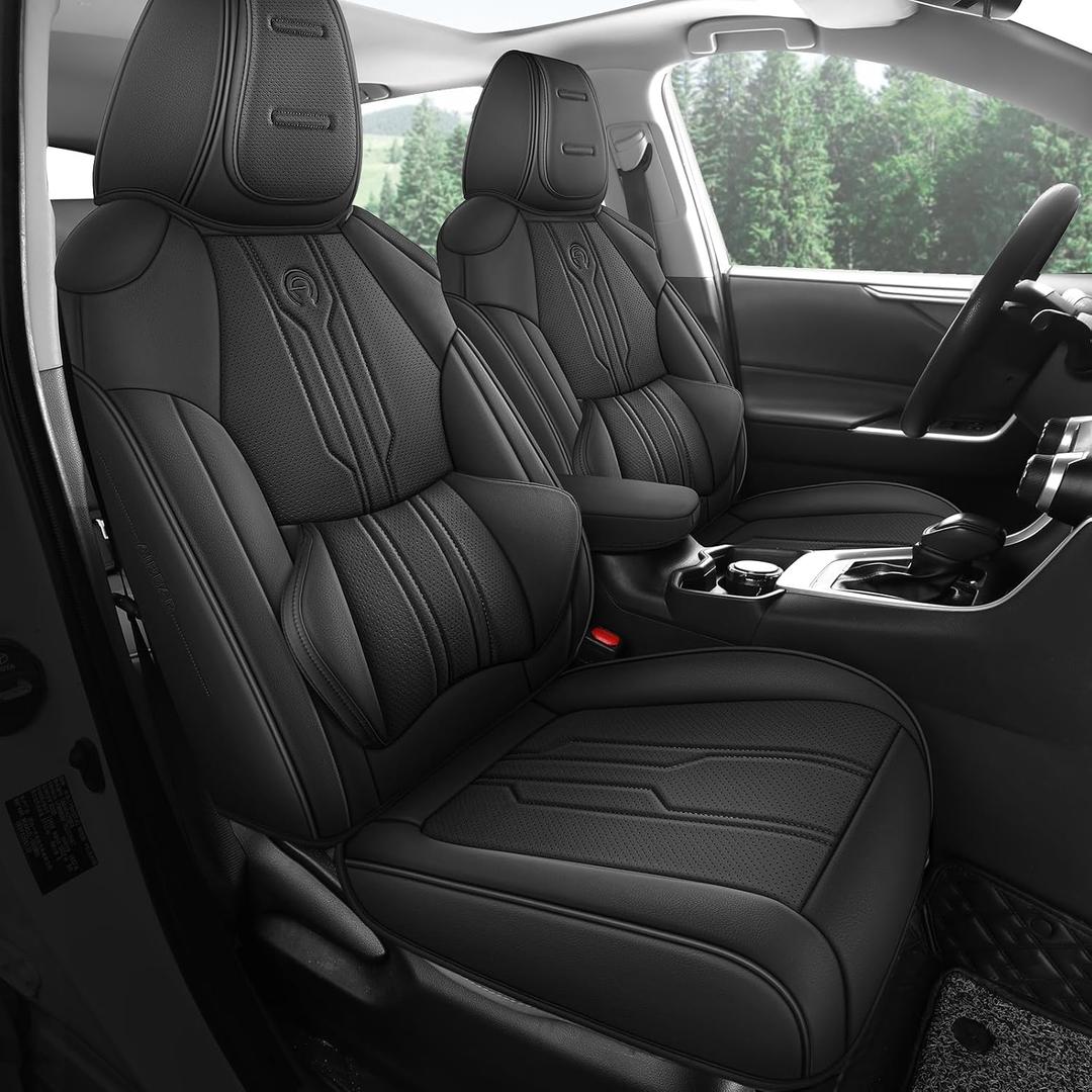 AOOG RAV4 Seat Covers Custom Fit for Toyota RAV4 2013-2018 XLE/SE/Limited/Platinum/Adventure,Luxury Faux-Leather SUV Seat Cover(Full Set,Black)