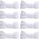 8 Pcs 120cm 8mm White Shoe Laces Thin Flat Shoe Laces Plain Athletic Shoelaces Long Boot Shoelaces Replacement Shoe Strings for for Adults Kids