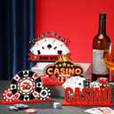 6 Pcs Casino Theme Table Centerpieces Casino Night Party Wood Tabletop Decorations Poker Chips Poker Machines Dice Spades Wooden Signs for Birthday Party Decoration