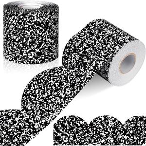 Zonon 65 Feet Back to School Composition Bulletin Board Borders Black and White Scalloped Border Trims Classroom Borders Wavy Rolled Trim DIY Decoration for Classroom Home School Office Wall