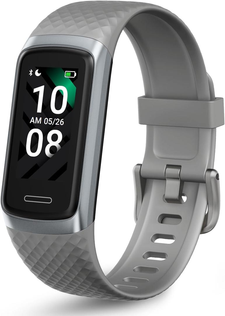 OCTANDRA Active 2 VeryFit Fitness Tracker Heart Rate SpO2 Blood Oxygen Saturation Sleep Monitor 1.05" Screen Activity Step Counter Pedometer IP68 Waterproof Smart Watches for Men Women (ID155) (Grey)