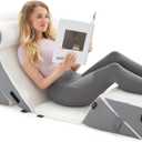 6PCS Orthopedic Bed Wedge Pillow Set for Sleeping - Post Surgery Pillow Set for Body Back and Leg Pain Relief - Adjustable Pillows for Snoring & Heartburn & Acid Reflux (White Grey)