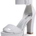 IDIFU Women's IN4 Sabrina Platform Chunky High Heels Ankle Strap Heeled Sandals Wedding Party Dress Shoes (5)