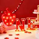 Honoson 3 Pcs First Birthday Decor LED Light up One Letters Marquee String Light Letters 1st Birthday Photo Prop Decorations Sweet One Party Supplies (Strawberry)