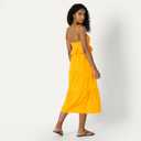Amazon Essentials Women's Fit and Flare Cotton Sateen Empire Waist Midi Ruffle Dress
