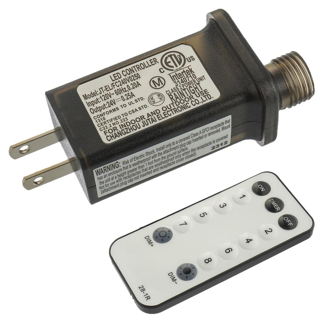 24V 6W 8 Mode LED Controller with Memory Function and IR Remote Control Low Voltage Transformer for Holiday String Lights,not Fit for 8 Mode with Control Box and 1 Mode String Light(1 pcs)