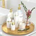 13" Gold Lazy Susan for Table Top, Oak Wood Lazy Susan Turntable Organizer for Dining Coffee Table Centerpiece Bar Decor Kitchen Countertop Bathroom Vanity Decorative Tray for Perfume Jewelry Round