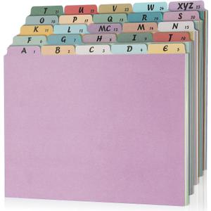 1 Set 25 Alphabet File Dividers A-Z Top Tab File Guides Letter Size 1/5 Cut Tab Manila Alphabetical File Organizer File Cabinet Dividers for Work Office Home School and Desk Organizer(Vintage)