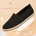 POVOGER Women's Black Flats Mesh Slip On Shoes Breathable Loafers Espadrilles Flats Soft Womens Casual Shoes(Black,US05)