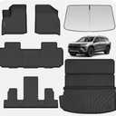 LJWAITO Floor Mats & Large Cargo Liners & Sun Visor for 2018-2022 2023 Chevy Traverse 7 Seats-2nd Row Bucket Seat，Car Floor Liners with Trunk mat with Windshield Sun Shade for Chevrolet Traverse