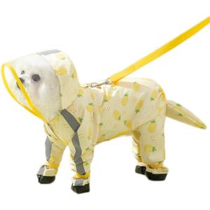 Waterproof Dog Raincoat,Full Coverage 4 Legs Dog Rain Jacket for Small Dogs,Pet Rain Coat with Hood,Reflective Strips&Leash Hole Outdoor Raincoat (XS Smallfor Weight 3.3-5 lb, Pineapple)