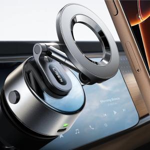 LISEN for iPhone 17 Pro Max Vacuum Magnetic Phone Holder 360 Adjustable Electric Content Creator SuctionPro Phone Holder MagSafe Suction Cup Car Phone Mount fit Video Recording for iPhone 16 15 14 13 (Black)