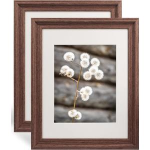 GraduationMall 11x14 Wooden Picture Frames,Display Photos 8x10 with Mat or 11x14 Without Mat,UV Protection Acrylic,Wall or Tabletop Display,Rustic Brown Set of 2