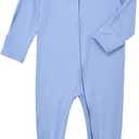 Aablexema Baby Footie Pajamas Zipper - Rayon from Bamboo Infant Footed Pjs with Mittens Sleepwear Jammies (Newborn)