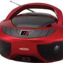 Jensen CD-475R Portable Sport Stereo Boombox CD Player with AM/FM Radio and Aux Line-in & Headphone Jack (Red)